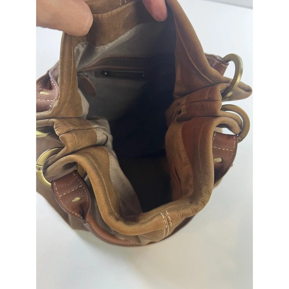 Coldwater Creek Brown‎ Leather Bucket Bag Shoulder Bag Everyday Purse